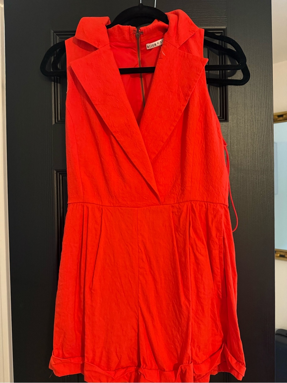 Alice + Olivia Bright Red Sleeveless V-Neck Mini Dress